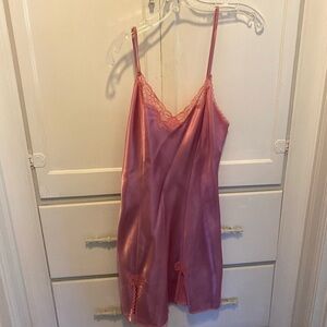 Delicates Pink Satin Lace Chemise